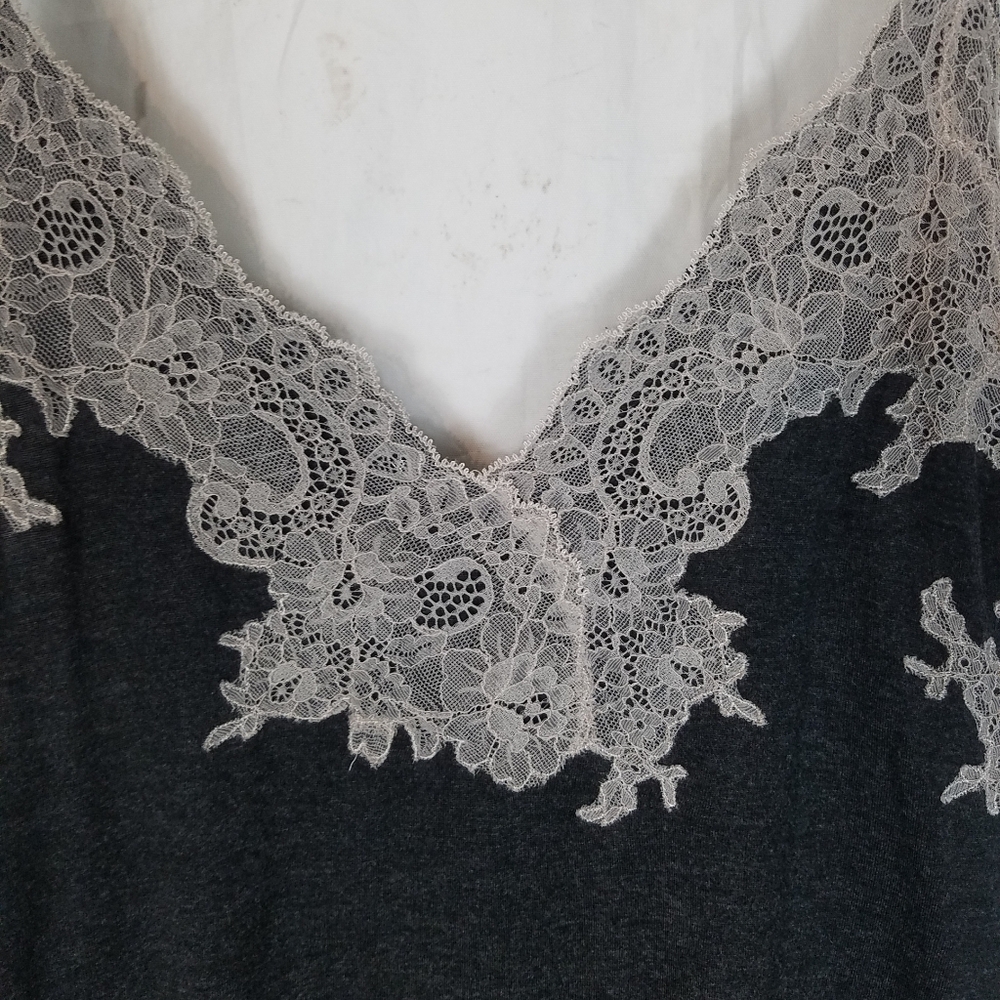 Natori Charcoal and Silver Lace Pajama Dress - Picture 4 of 7